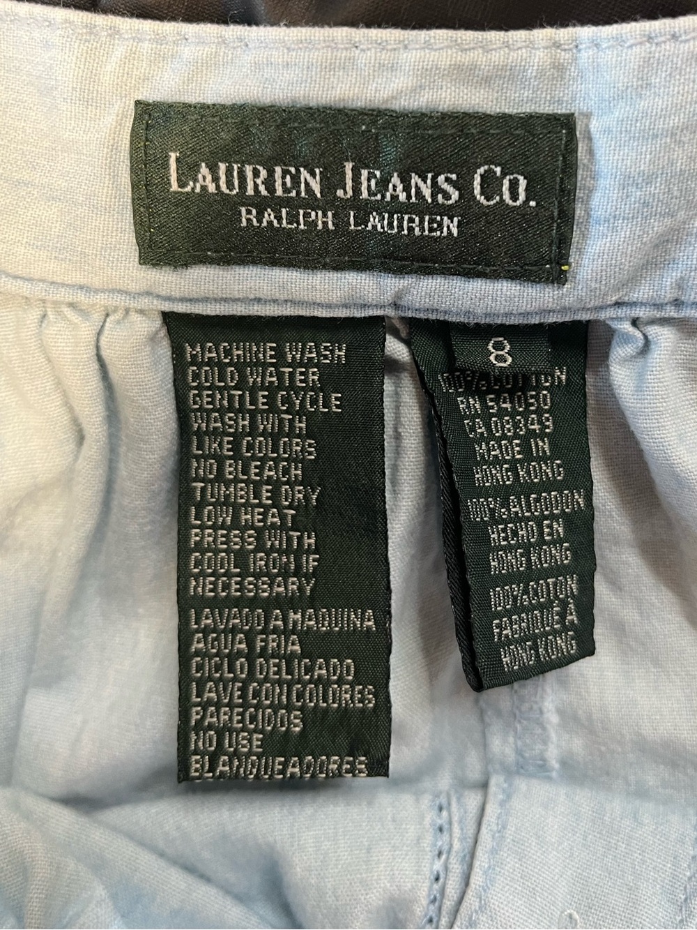 Vintage Ralph Lauren Cotton Maxi Skirt Light Wash Flowy Ruffle Denim Hemline 8 - Picture 7 of 8